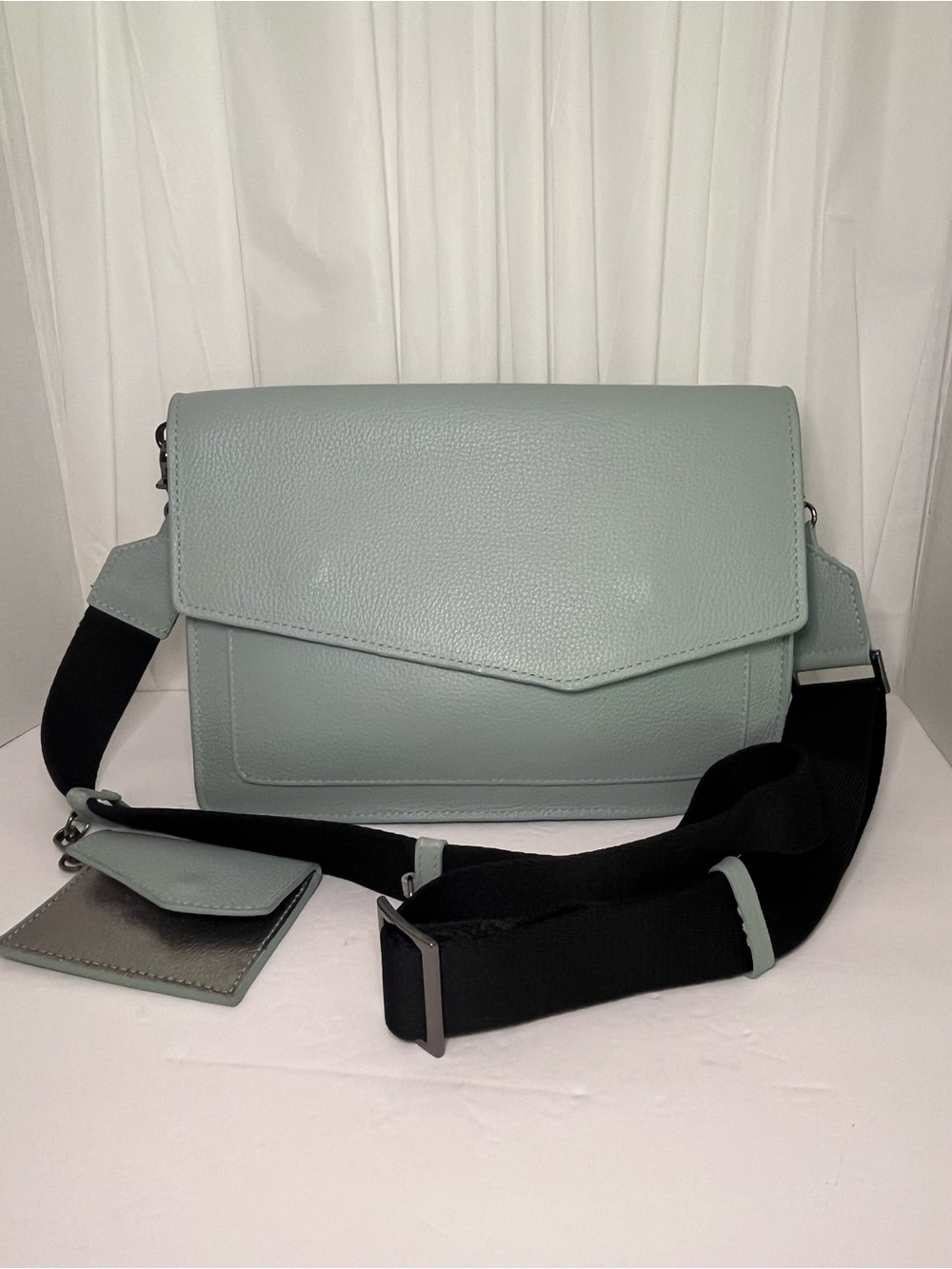 Women's Bolkier Crossbody Bag in Light Aqua with Adjustable Strap